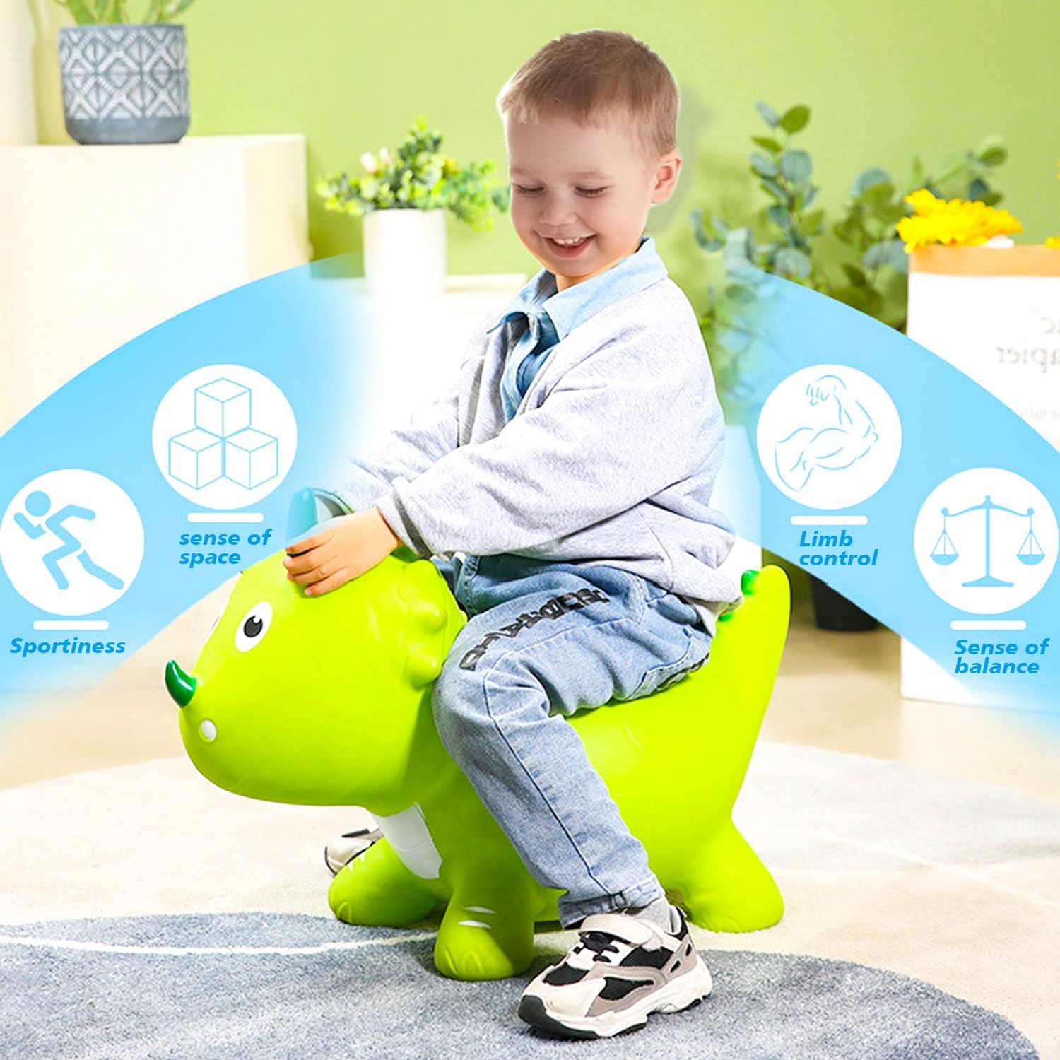 ZHUYNXIR Juguete inflable de dinosaurio animoso, juguete de dinosaurio saltador, juguete de salto favorito de los niños. Perfecto para cumpleaños,