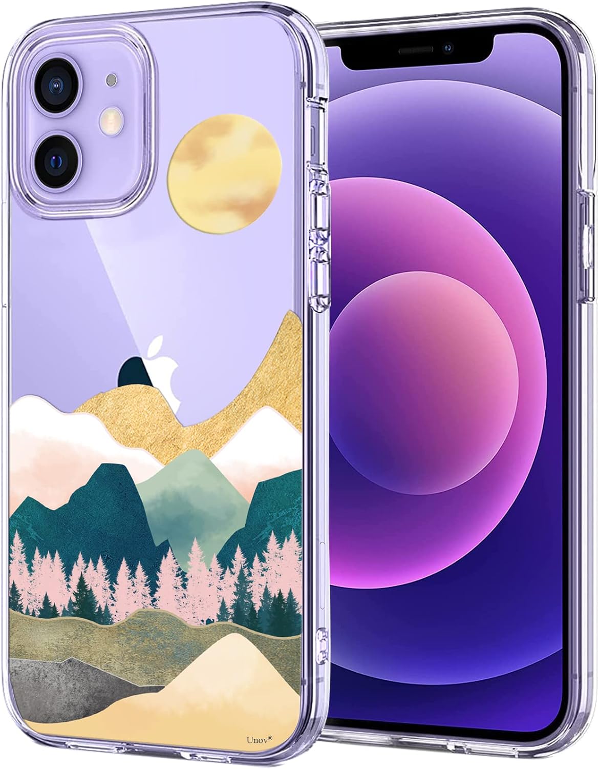 Unov Case Compatible with iPhone 12 iPhone 12 Pro Case Clear with Design Slim Protective Soft TPU Bumper Embossed Pattern 6.1 Inch (Sierra Mountains)