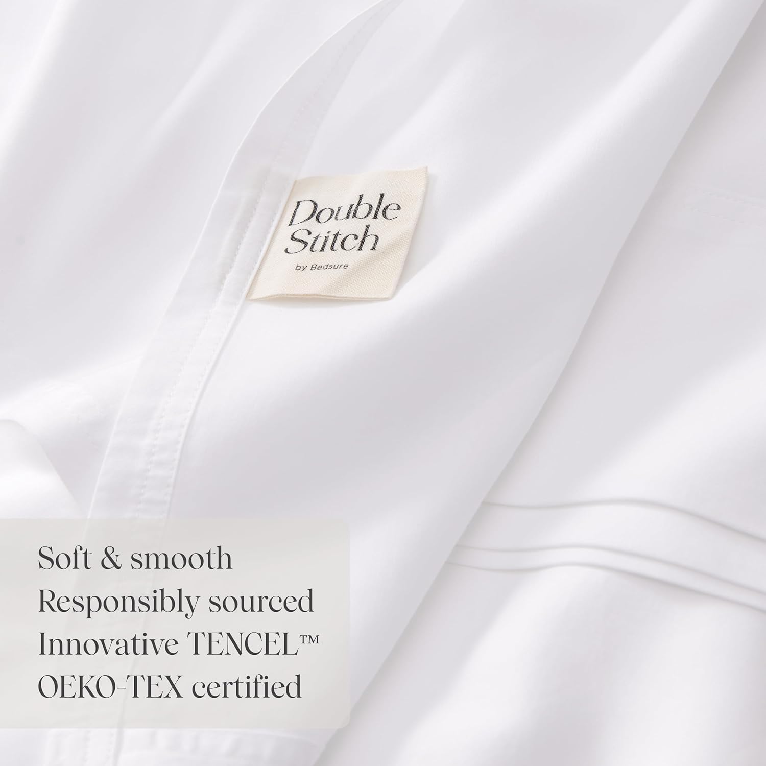 Double Stitch by Bedsure Juego de sábanas de algodón Tencel  Ganador del premio Good Housekeeping Award, juego de sábanas tamaño Queen, refrescante,