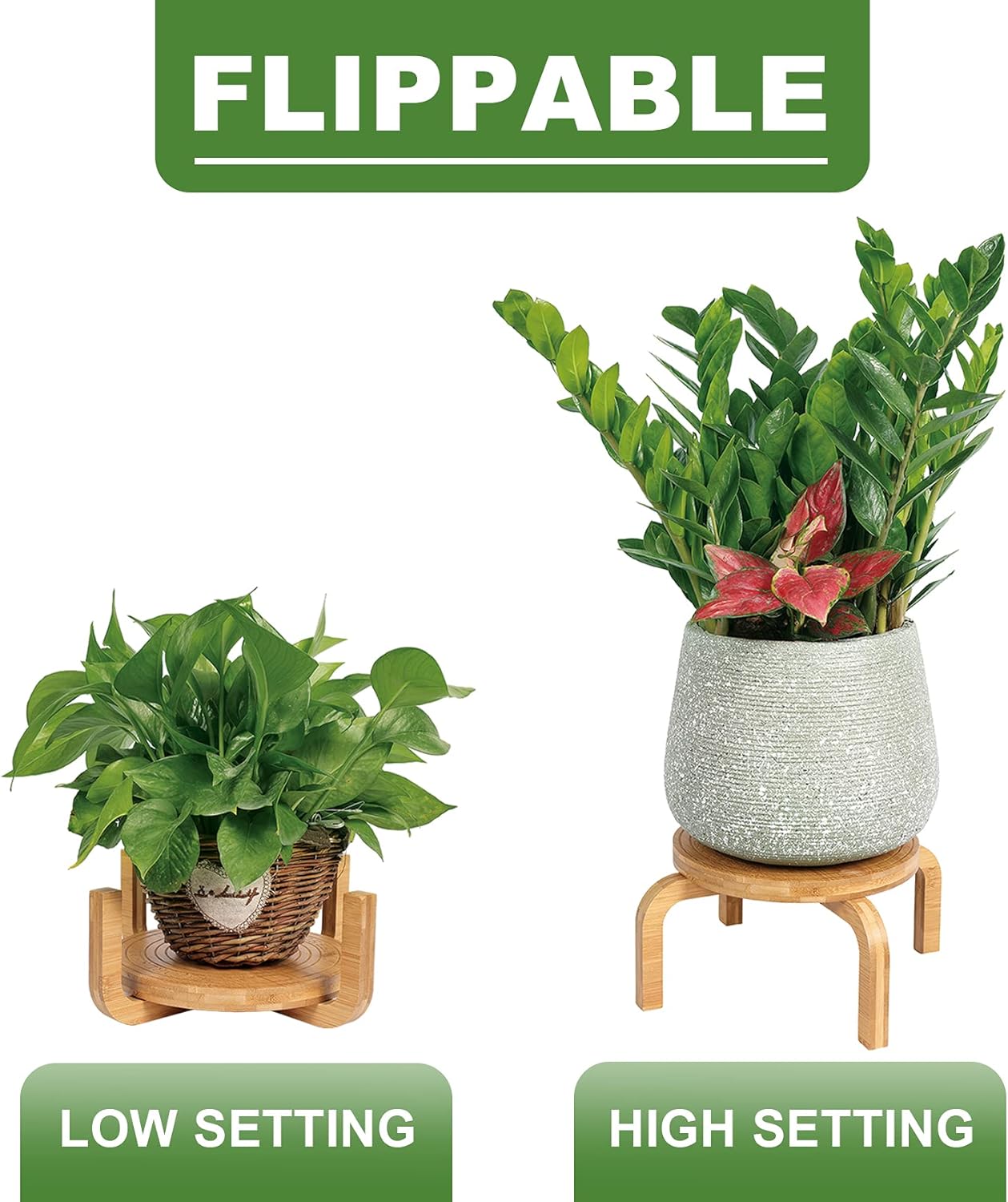 Soporte para plantas de interior de bambú para macetas de 8, 9, 10, decoración del hogar (natural, 1 unidad)