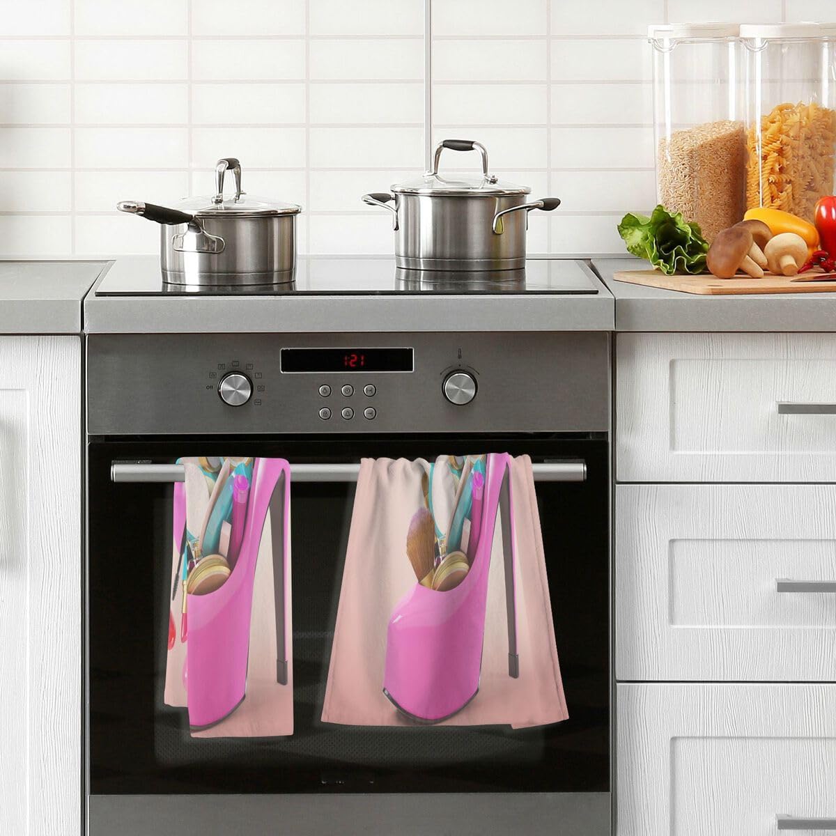Nander Juego de 2 toallas de algodón de tacón alto, toallas de baño de secado rápido, toallas de mano suaves y transpirables para cocina, baño,