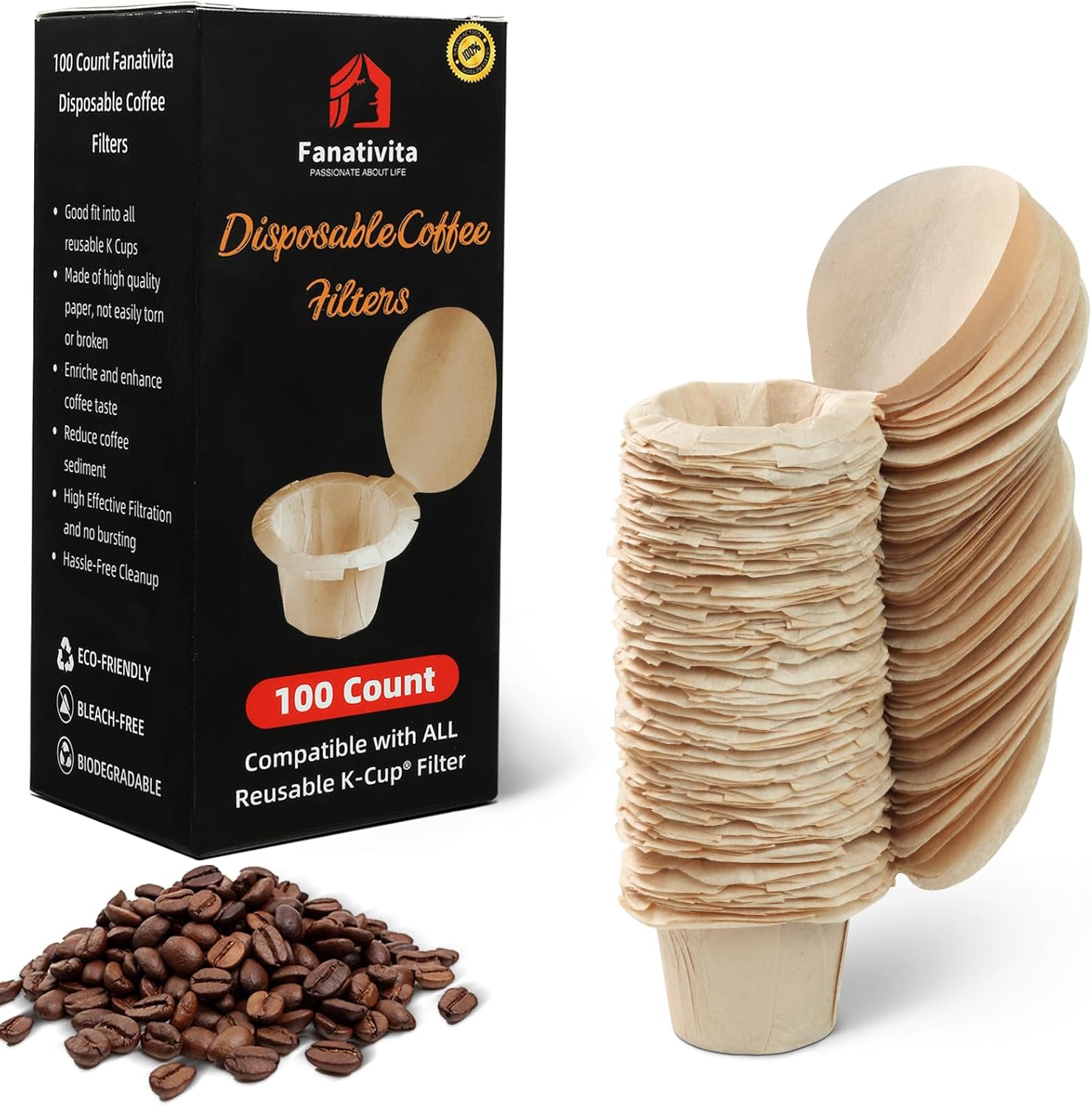 Paquete de 2 vasos K reutilizables con 5 agujeros y 100 filtros K Cup desechables con tapa (producto agregado)
