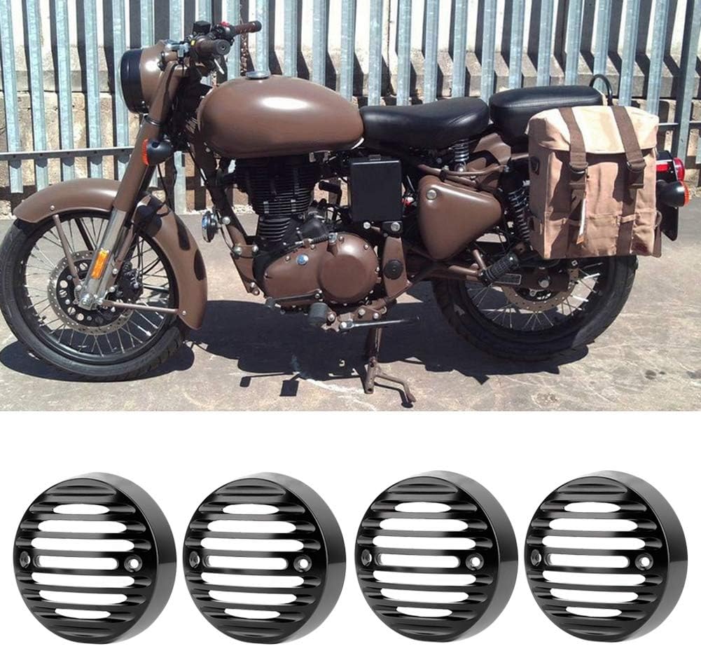 Akozon Cubierta protectora de luz intermitente negra para Royal Enfield Classic 500