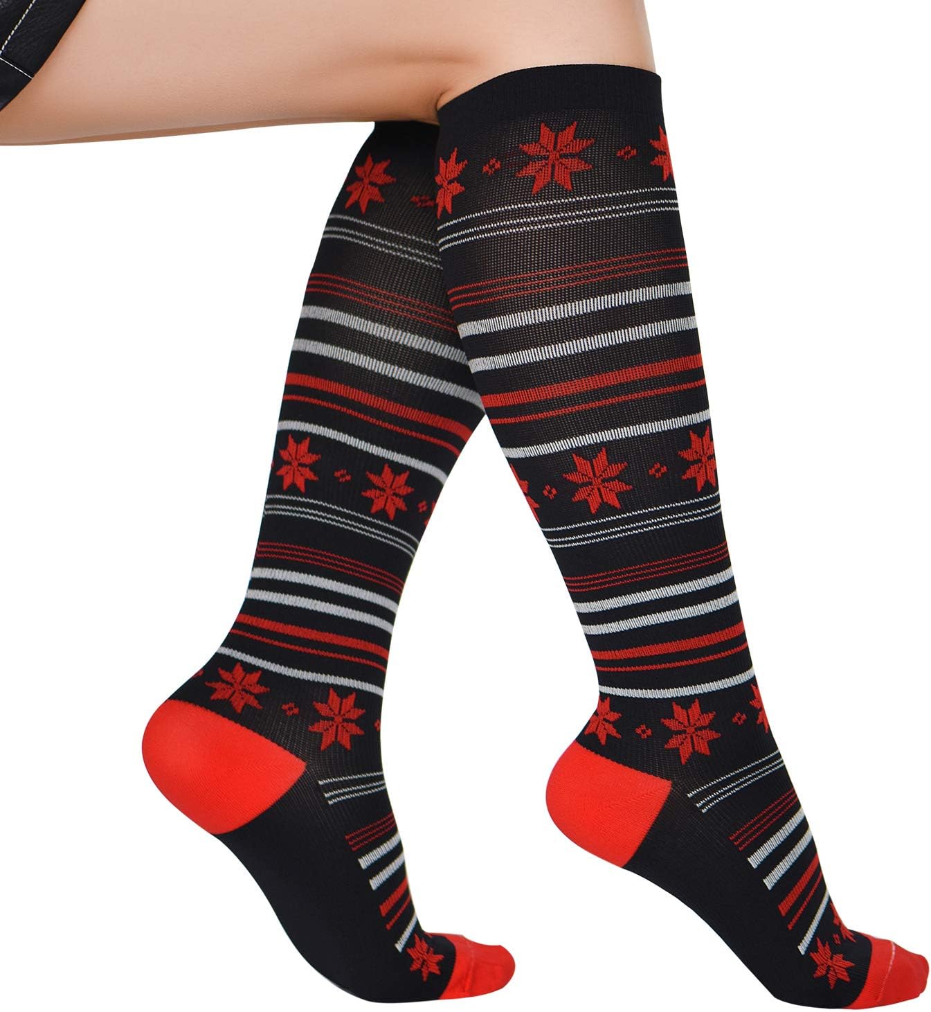 Lavencious Calcetines de compresión 6 pares de 8-15 mmHg para mujer talla de zapato 6-10, tamaño de calcetín 9-11, 6 pares