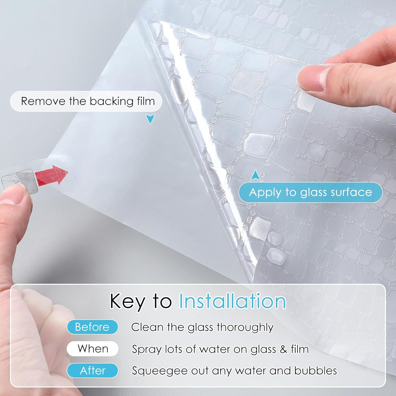 rabbitgoo Película decorativa de privacidad para ventana, diseño de arco iris, adhesivo 3D para ventana, bloqueo solar anti-UV, control de calor,