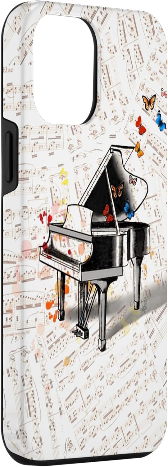 Funda para iPhone 13 Pro Max Piano Butterfly Piano Players Case Music Lover Case