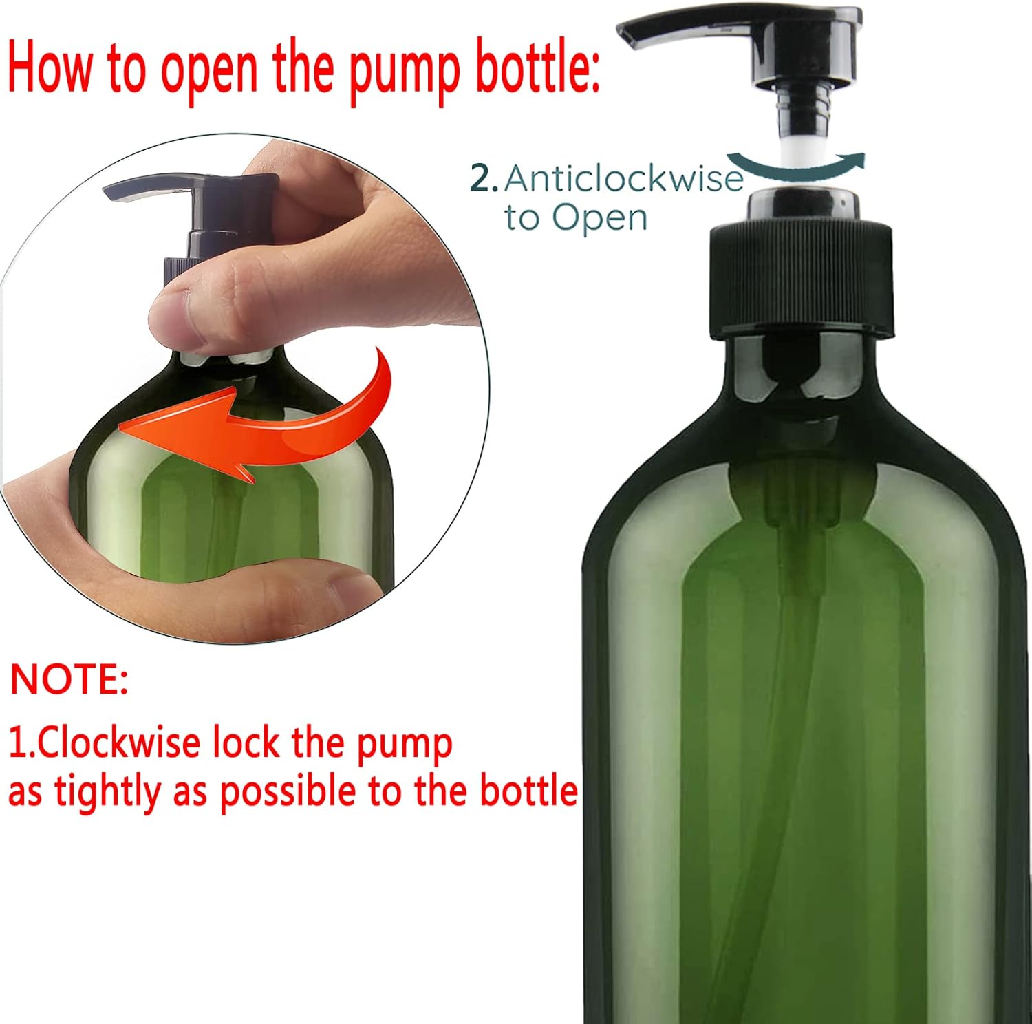 Botellas de plástico vacías con dispensador de bomba y 6 etiquetas incluidas, recipientes de viaje recargables para desinfectante de manos, loción