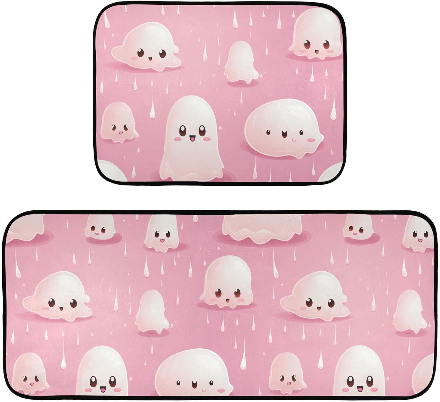 ZENWAWA Cute Halloween Design Pattern Kitchen Mats 2 Pieces for Floor, Low Pile Kitchen Rugs Cushioned Water Absorbent Floor Mats for Kitchen Sink