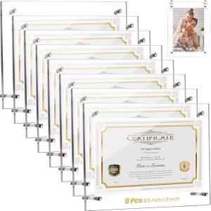 8 marcos de fotos acrílicos flotantes para marcos de fotos de 8.5 x 11 pulgadas, marco de fotos para certificado de documento, marco de fotos 8 marcos de fotos acrílicos flotantes para marcos de fotos de 8.5 x 11 pulgadas, marco de fotos para certificado de documento, marco de fotos