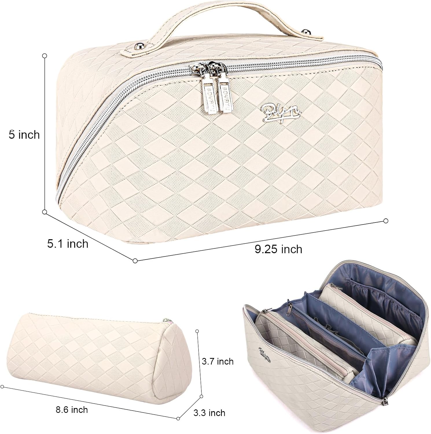 Bolsa de maquillaje organizadora de viaje para cosméticos juego de 3 bolsas de aseo de gran capacidad para mujeres, bolsa de maquillaje portátil con