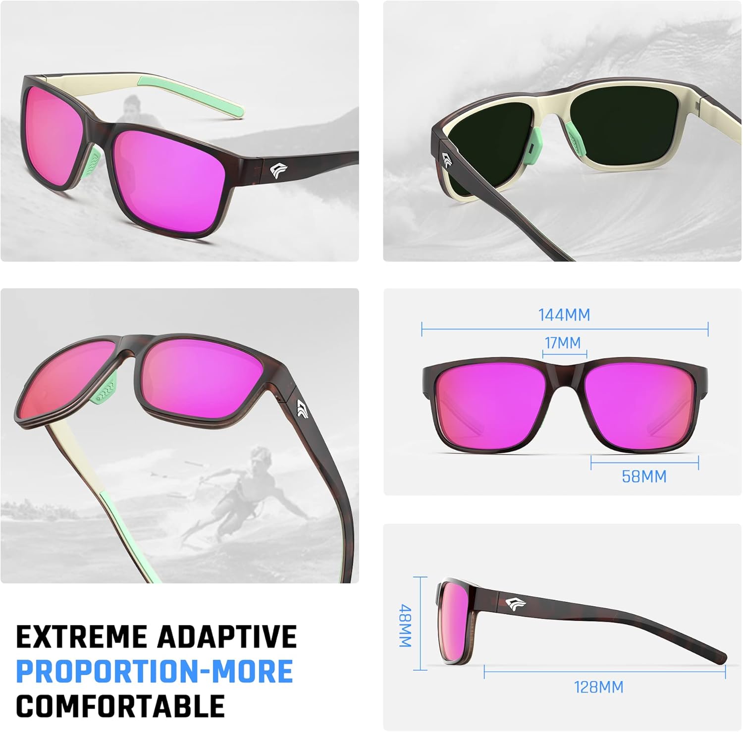TOREGE Gafas de sol polarizadas deportivas para hombres y mujeres, lentes de sol para ciclismo, correr, pesca, barco, senderismo, playa, TR66