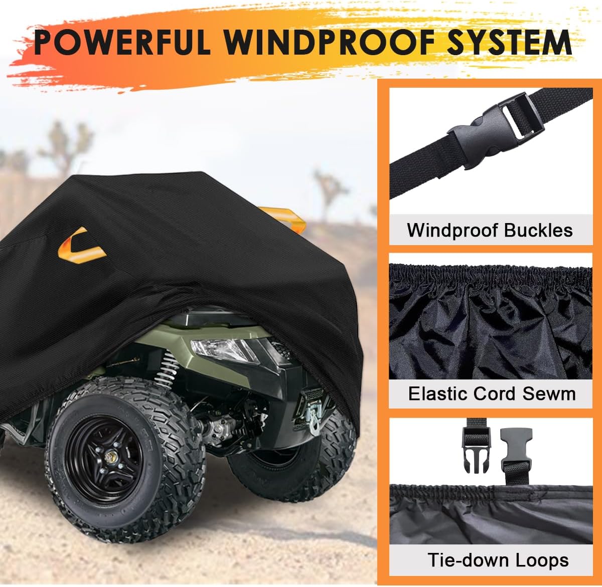 Funda impermeable para ATV 300D 4 ruedas, para todo tipo de clima, para exteriores, para Polaris Kawasaki, Suzuki, Honda-L