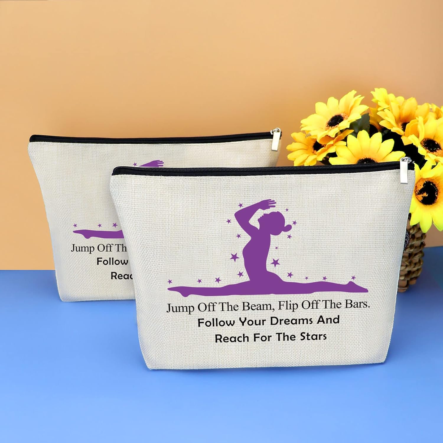 2 piezas de regalos para amantes de la gimnasia para mujeres y niñas, bolsa de maquillaje, regalo inspirador para gimnasta, bolsa de cosméticos,