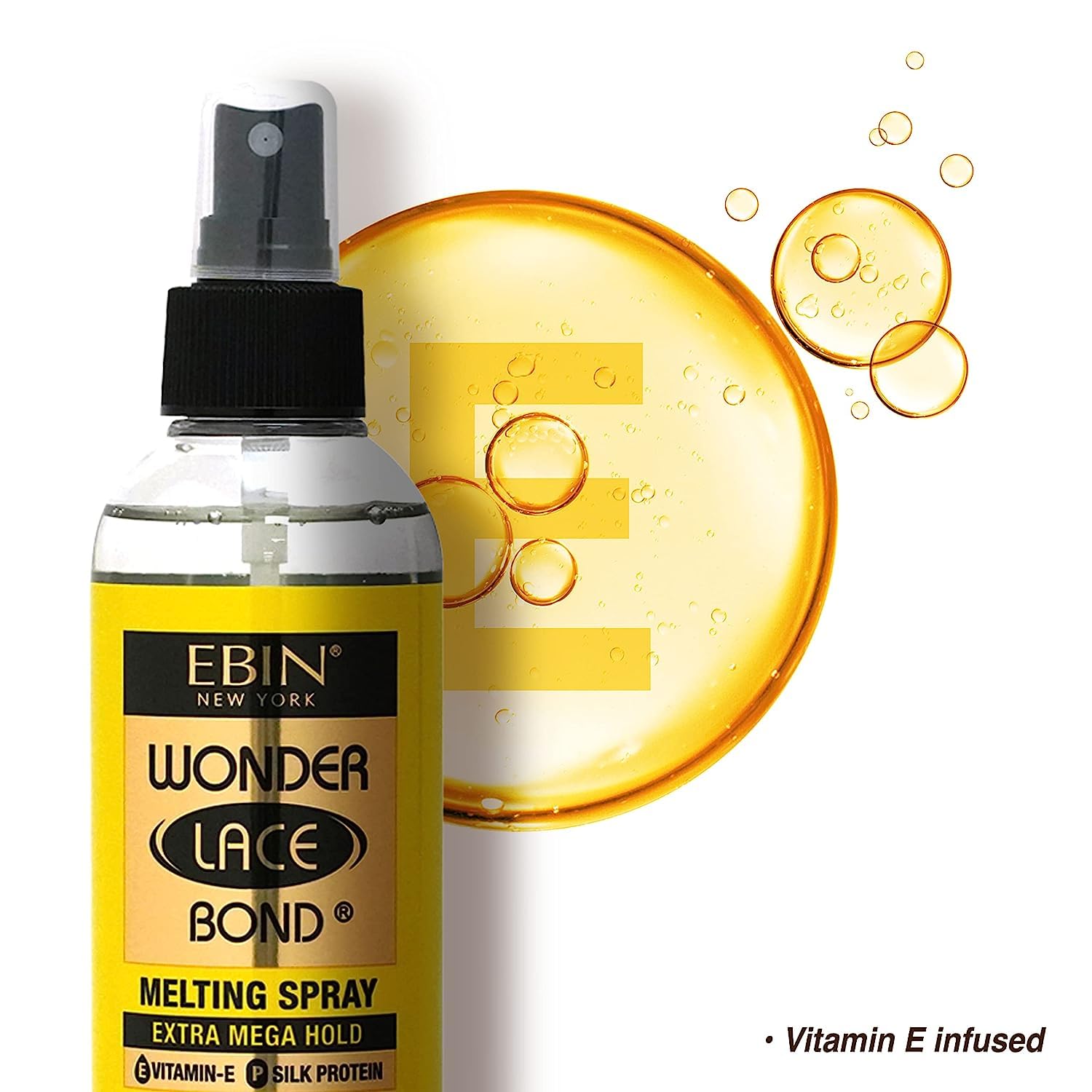EBIN NEW YORK Wonder Lace Bond – Espray para fundir encaje, 3.39 onzas, fijación Extra Mega Hold (original), fórmula de larga duración con bordes