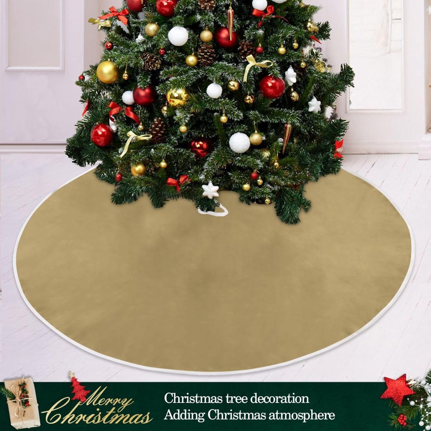 Falda de árbol de Navidad con diseño de lirio real, falda de árbol de Navidad, falda moderna para árbol de Navidad, decoración para árbol de Navidad