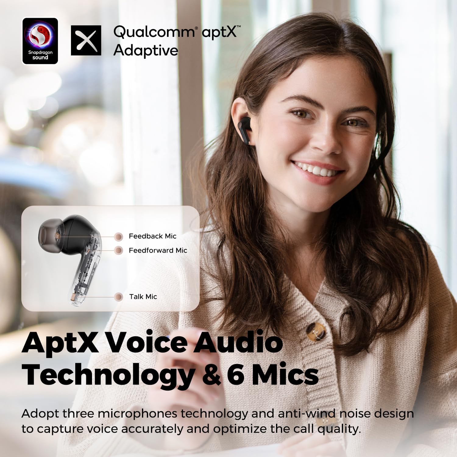 SoundPEATS Air4 Pro Auriculares inalámbricos con cancelación de ruido, auriculares Bluetooth 5.3 con 6 micrófonos CVC 8.0 ENC, auriculares