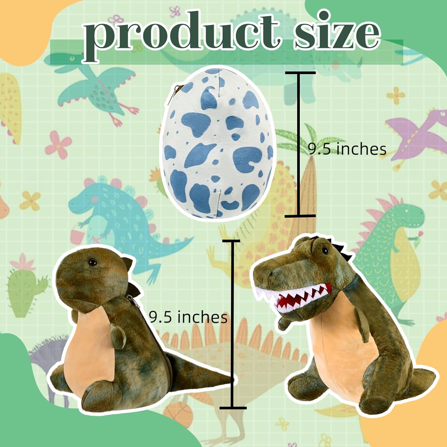 Animal de peluche de dinosaurio, con tres capas de huevos de dinosaurio para decoraciones de Pascua, juguetes de dinosaurio reversibles para niños,