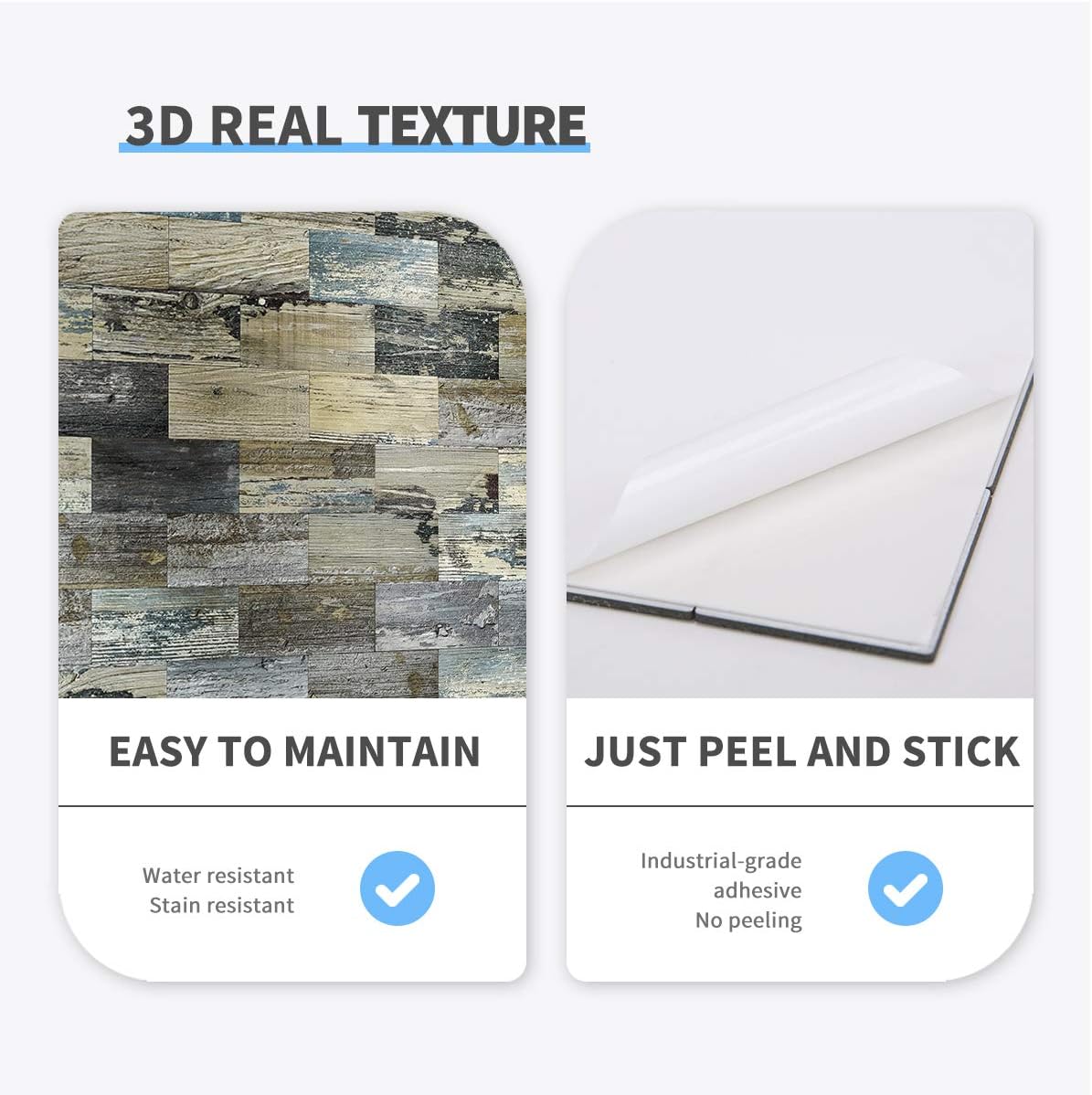 Art3d Panel de madera rústica envejecida para despegar y pegar, paquete de 5 unidades de 13.5 x 11.4 pulgadas, para salpicaduras de cocina,