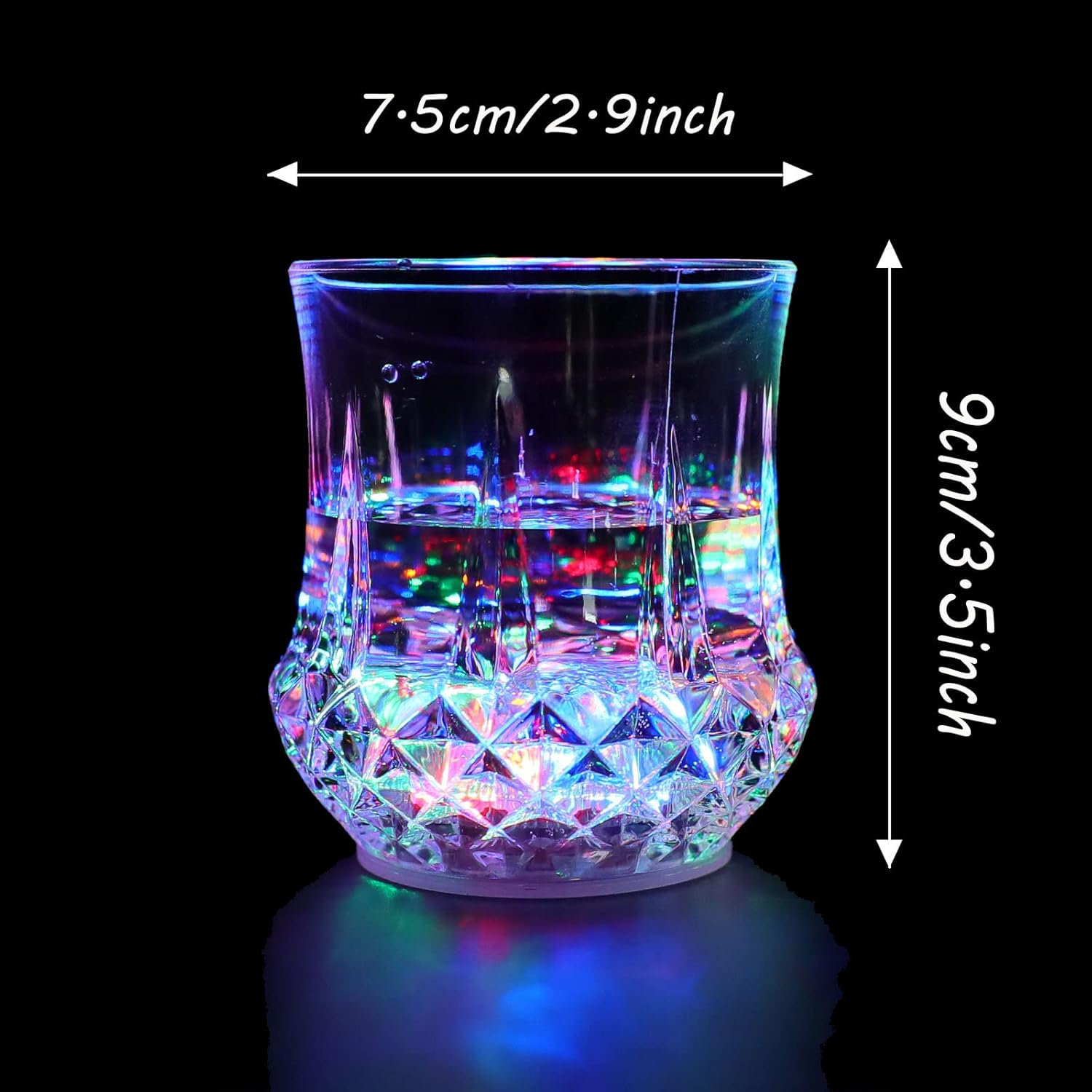 Paquete de 2 vasos de luz intermitente activados por líquido, gafas LED multicolor divertidas con luz para beber, copas de vino brillantes con luces