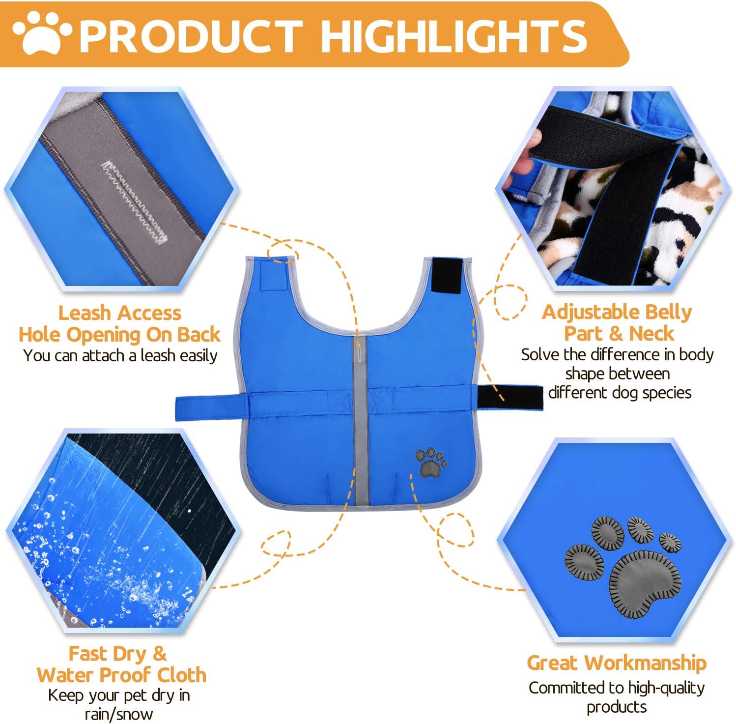 Chamarra para perros, para climas fríos, reversible, forro polar para Invierno, chaleco, para mascotas, impermeable,, S, Azul