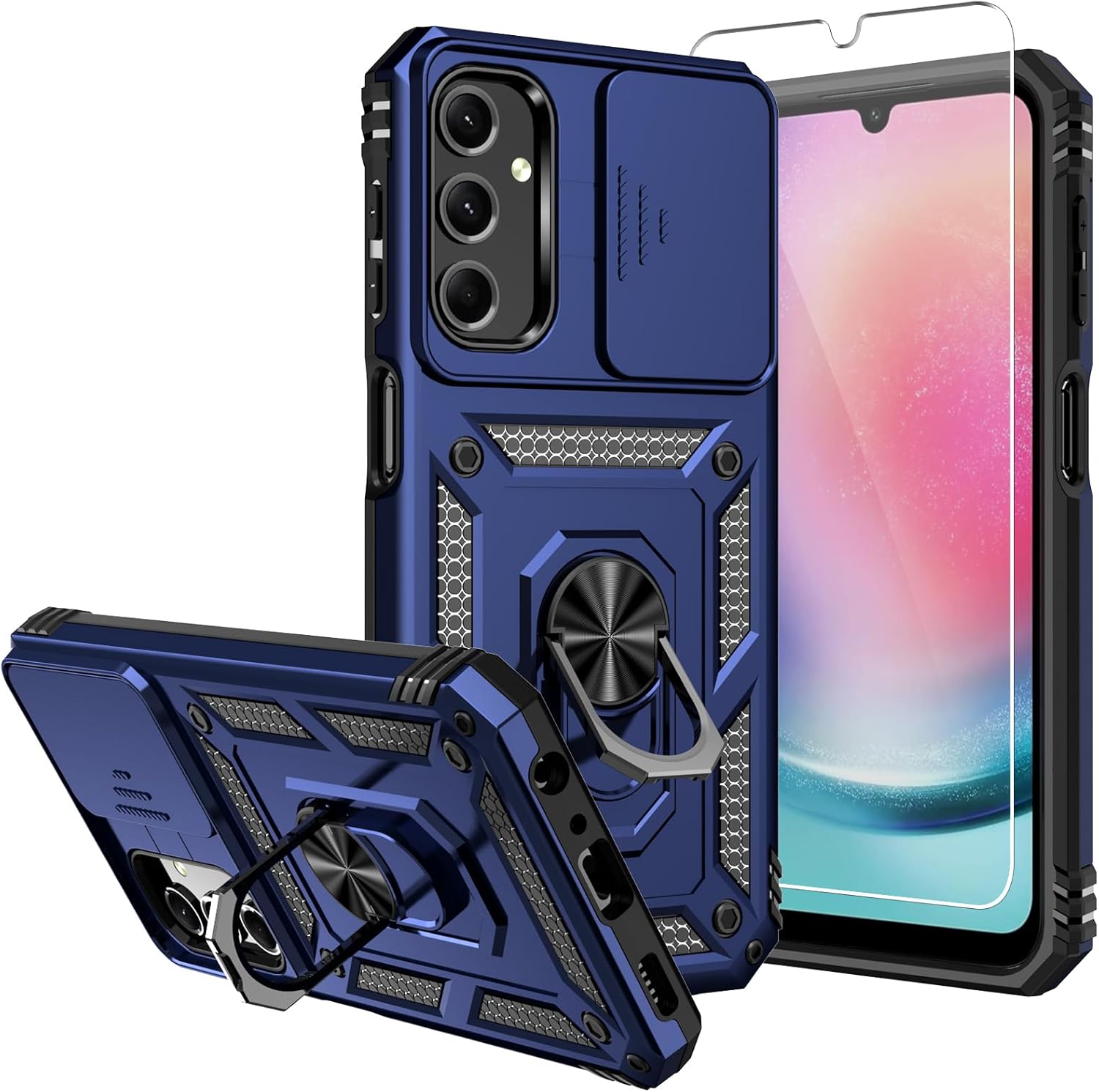 SKMY Funda para Samsung Galaxy A24 5G, Galaxy A24 5G, con protectores de pantalla y funda para cámara, grado militar de 16 pies. Funda a prueba de
