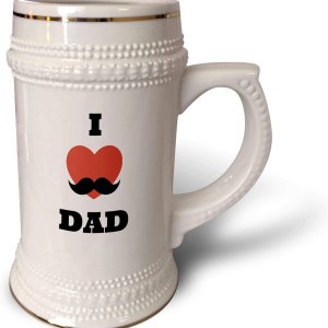 3dRose love Dad-Mustache-Stein – Taza de 18 onzas, 22 onzas, color blanco 3dRose love Dad-Mustache-Stein – Taza de 18 onzas, 22 onzas, color blanco