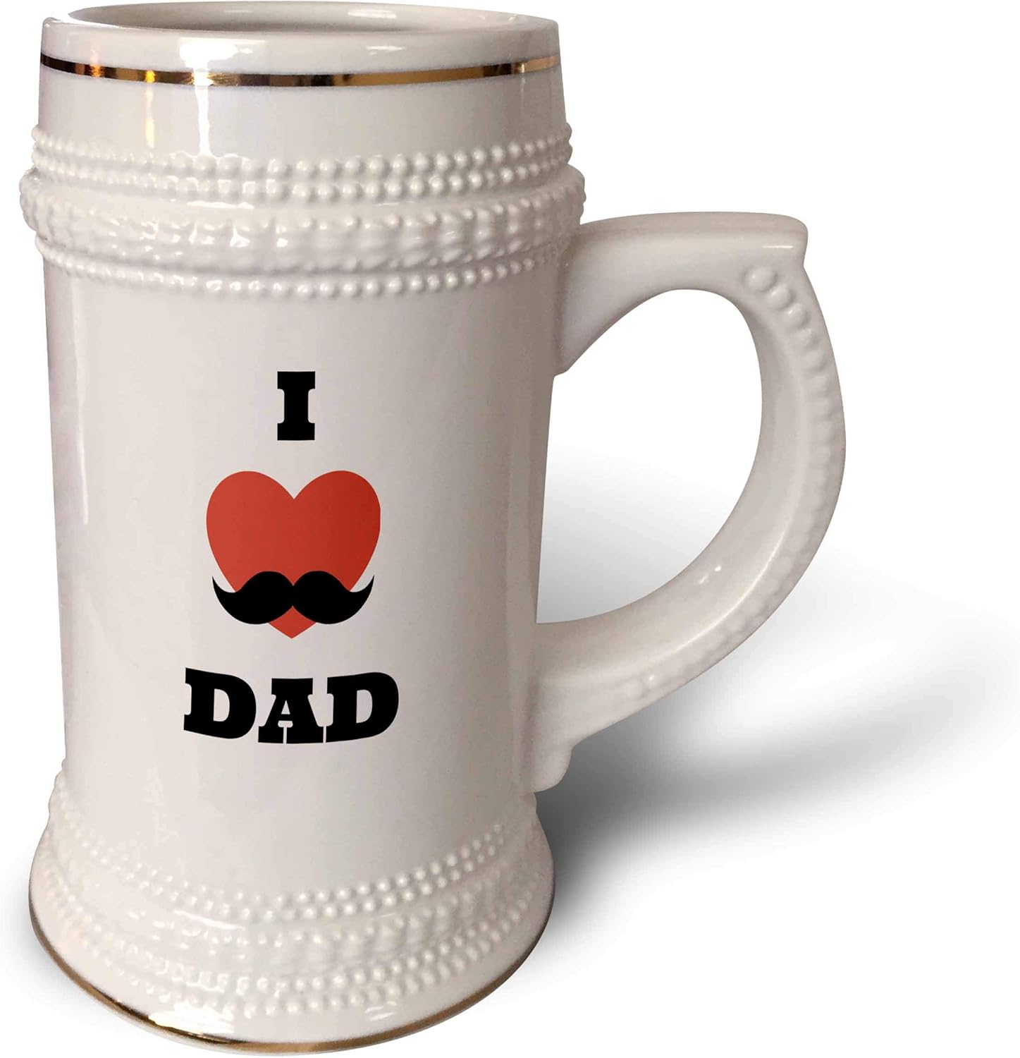 3dRose love Dad-Mustache-Stein – Taza de 18 onzas, 22 onzas, color blanco