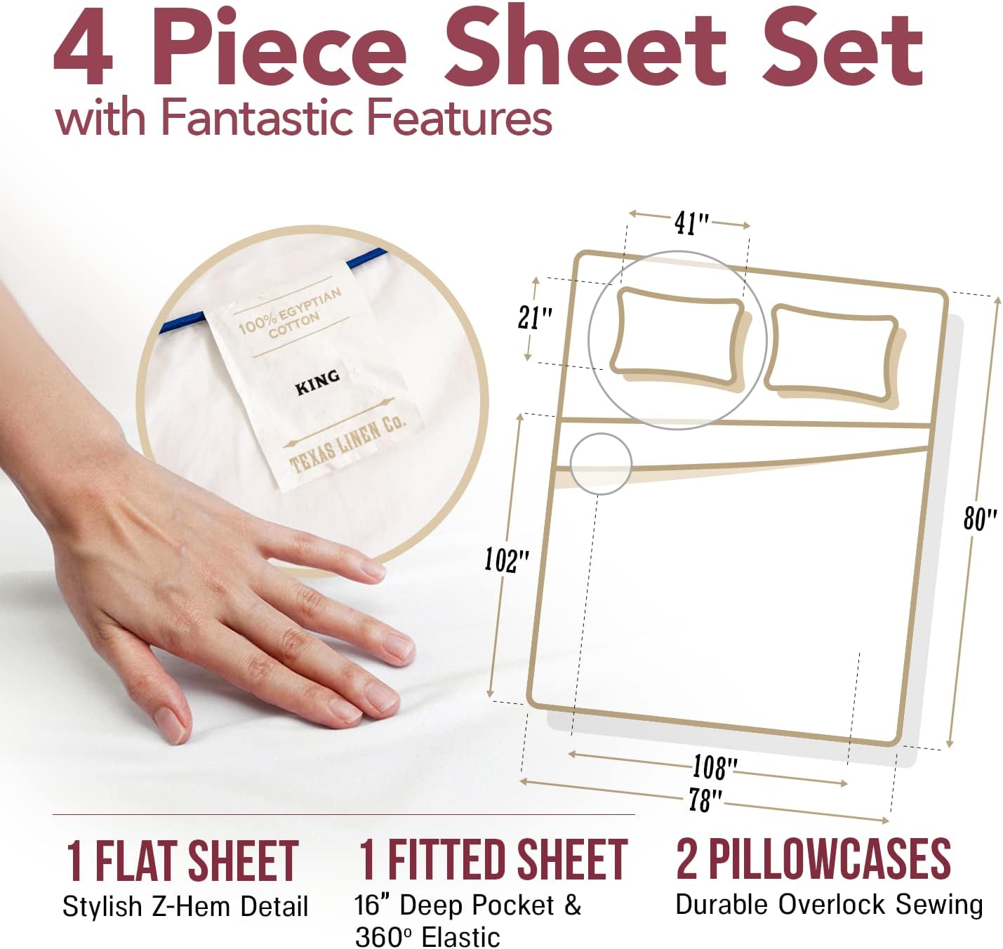 Comfy Sheets – Juego de sábanas con tejido de satén, bolsillo profundo y 100% algodón egipcio de 800 hilos, Azul (Sky Blue), King