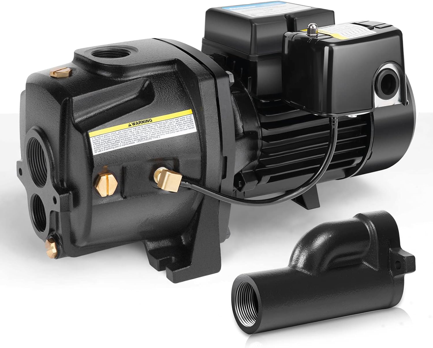 Acquaer Bomba de chorro de pozo superficialprofundo de 12 HP, bomba convertible de hierro fundido con kit de eyector, profundidad de pozo de hasta