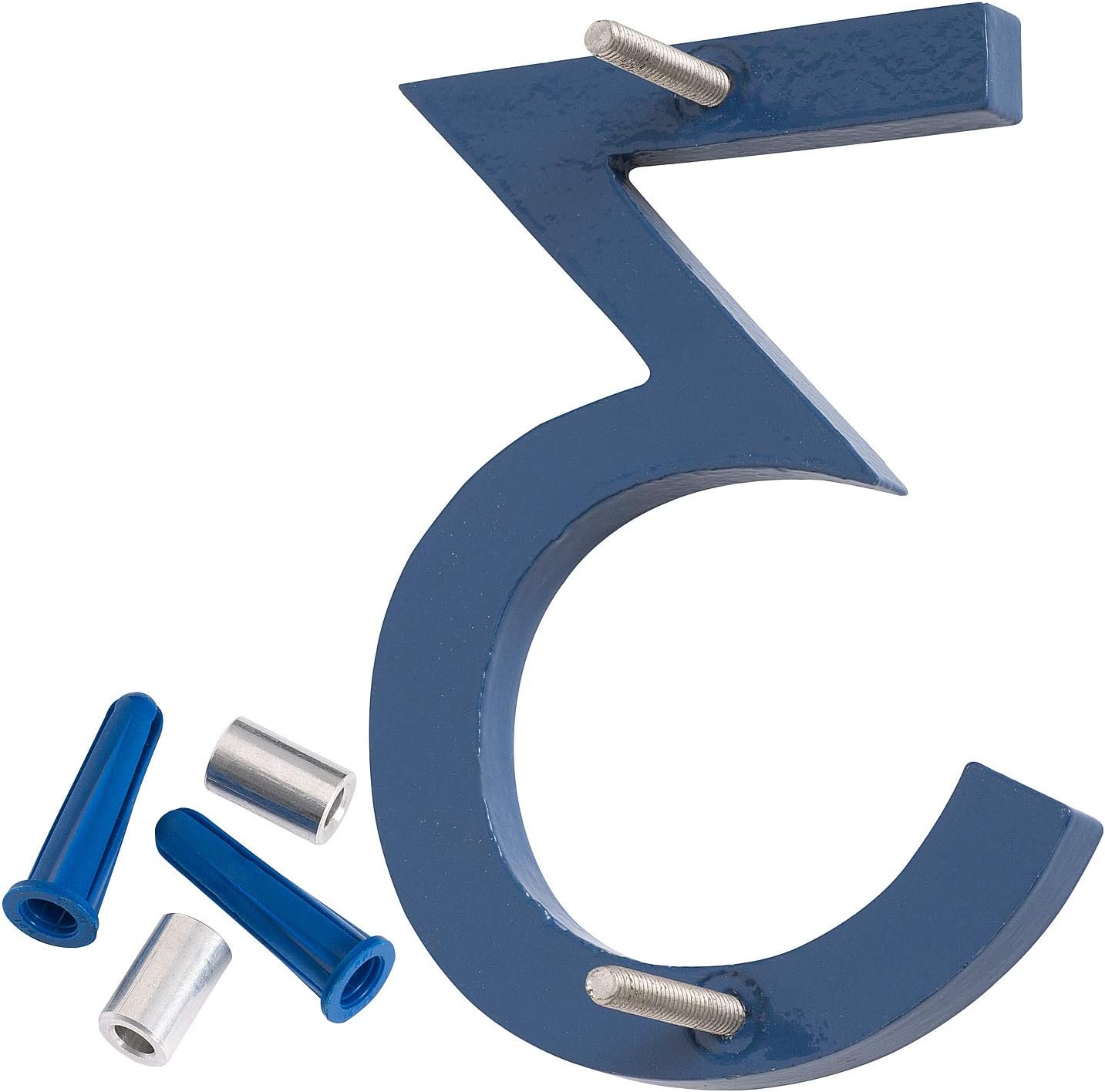 Montague Metal Products MHN-12-F-SB1-3 Números flotantes modernos de aluminio cepillado sólido, 12 pulgadas, azul marino con recubrimiento en polvo