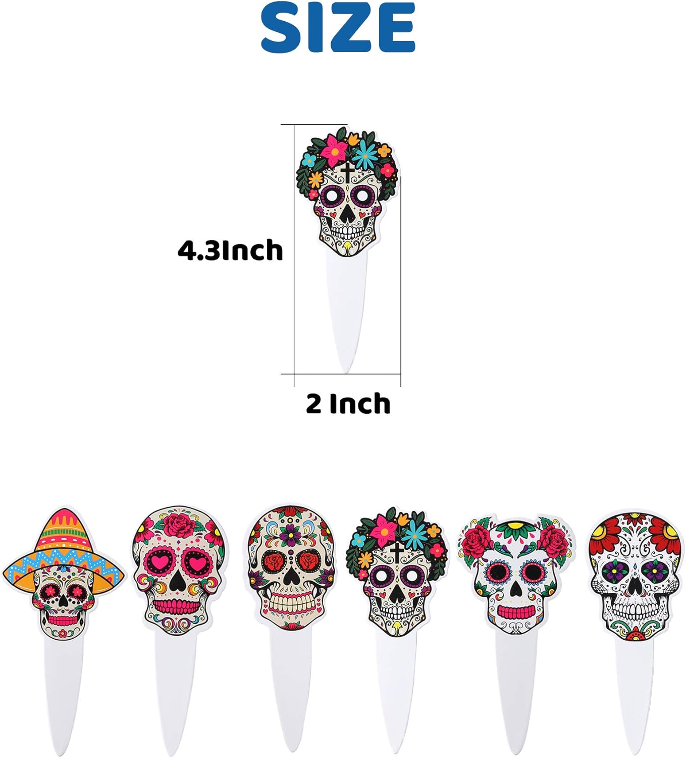 Juego de 24 piezas de decoración de pastel Día de los Muertos, decoración de fiesta de cumpleaños, suministros de decoración de calavera de azúcar,