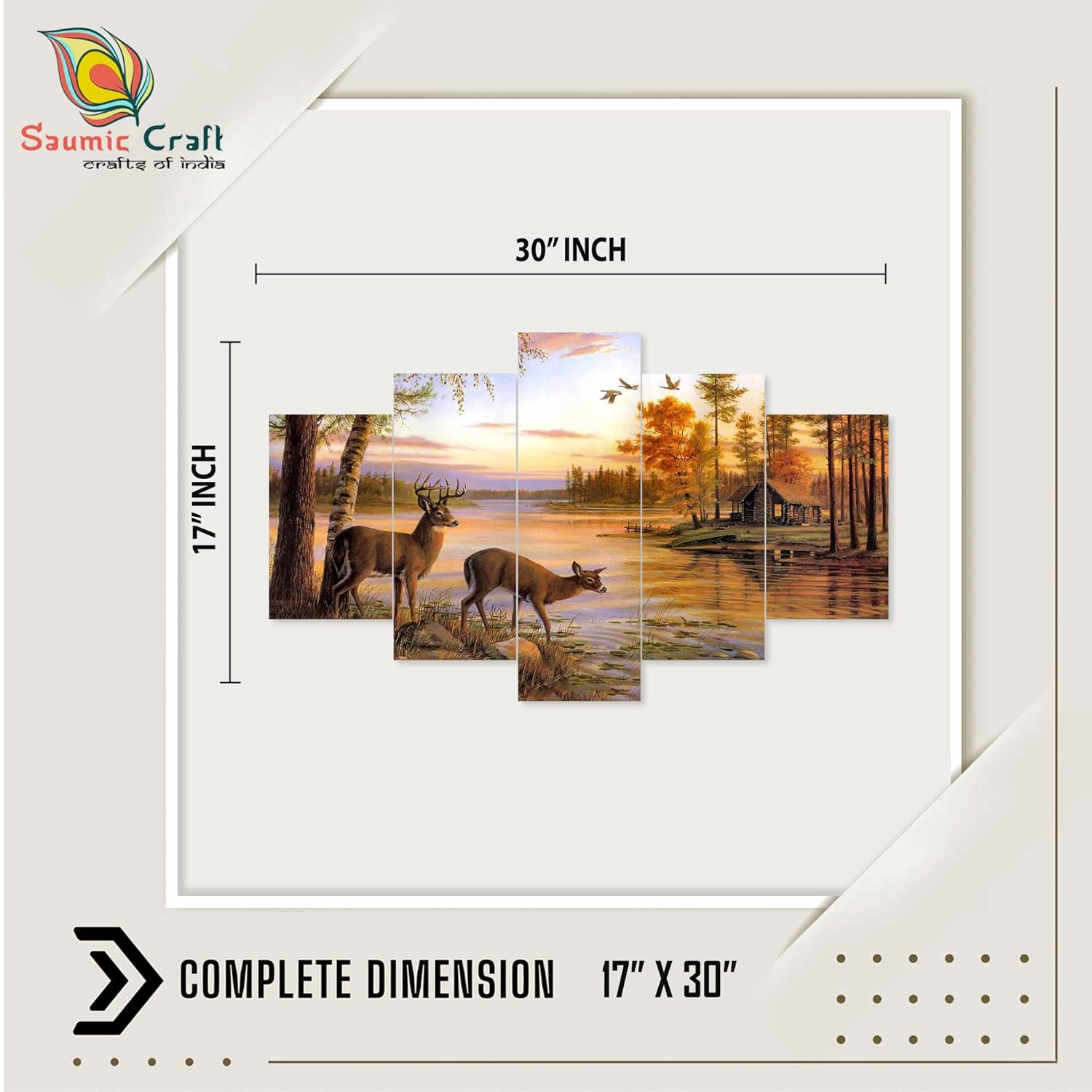 YK CRAFT Set of Five Framed Painting for Wall Decoration, 3D Paintings for Home Decoration, Paintings for Living Room (75 X 43 CM) Q8