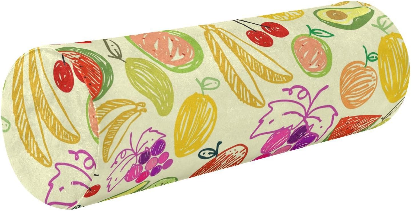 KLL Almohada de almohada sin costuras para el cuello, almohadas redondas, almohadas cilíndricas, funda decorativa, almohada de apoyo lumbar