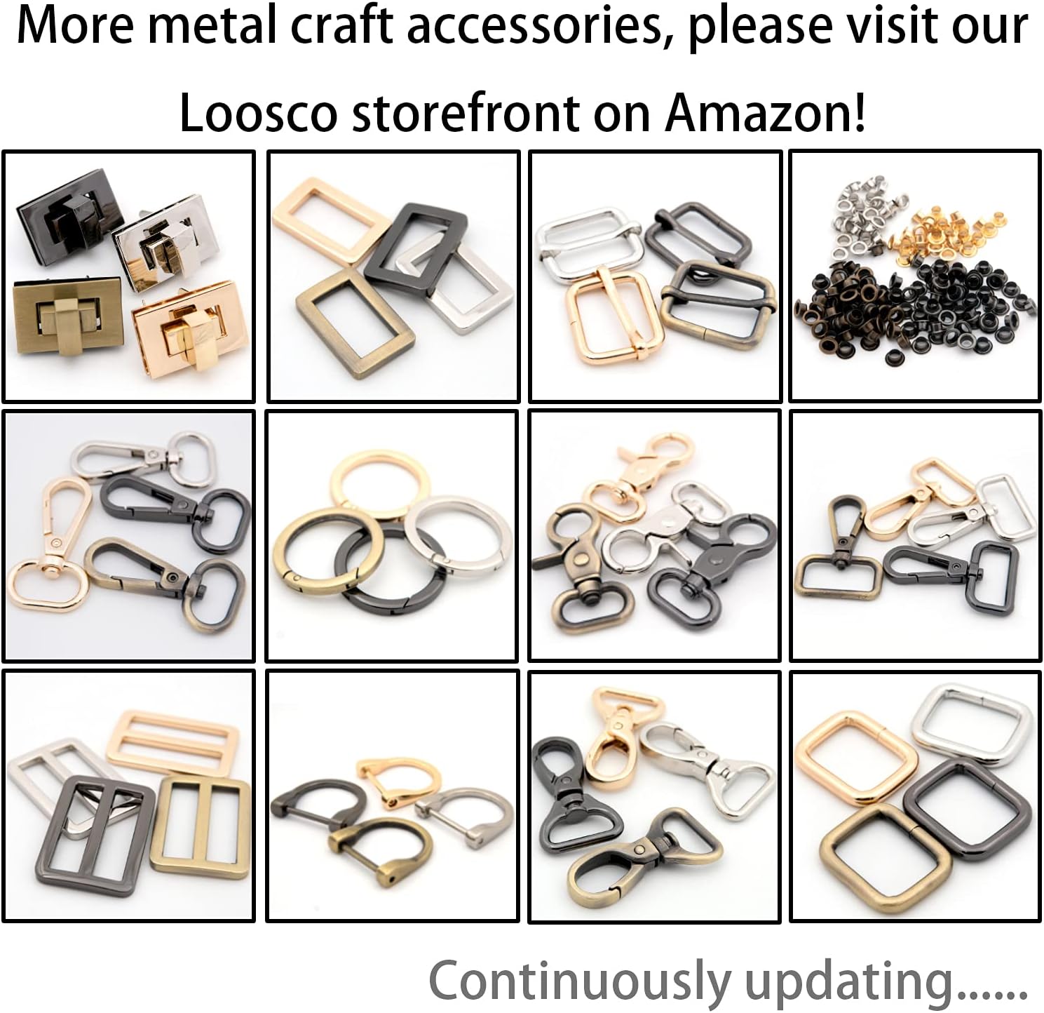 Loosco Anillos en D de herradura en forma de U, 4 piezas de cuero para manualidades, accesorios para monedero para correa de 1 pulgada (plateado),