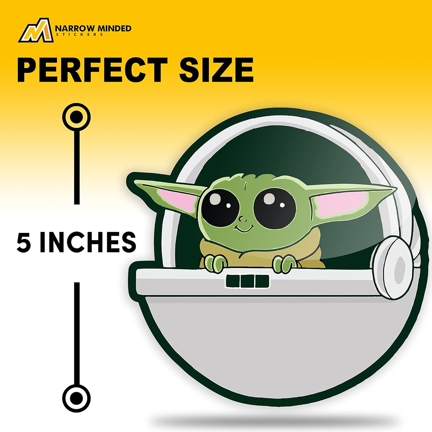 Baby Yoda – Calcomanías de auto (paquete de 2) súper lindas calcomanías mandalorianas para tu automóvil, camión o laptop