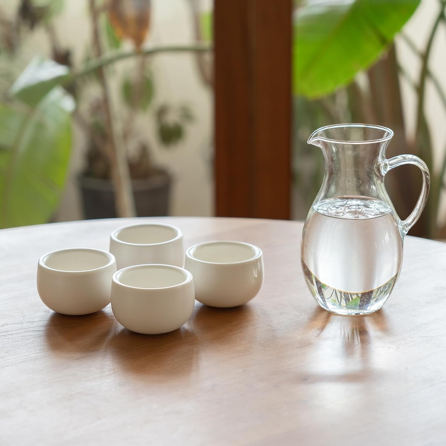 MU MO Juego de 4 tazas de café expreso de cerámica de doble pared de 7 onzas, tazas de té de porcelana con cáscara de huevo para bebidas de café,