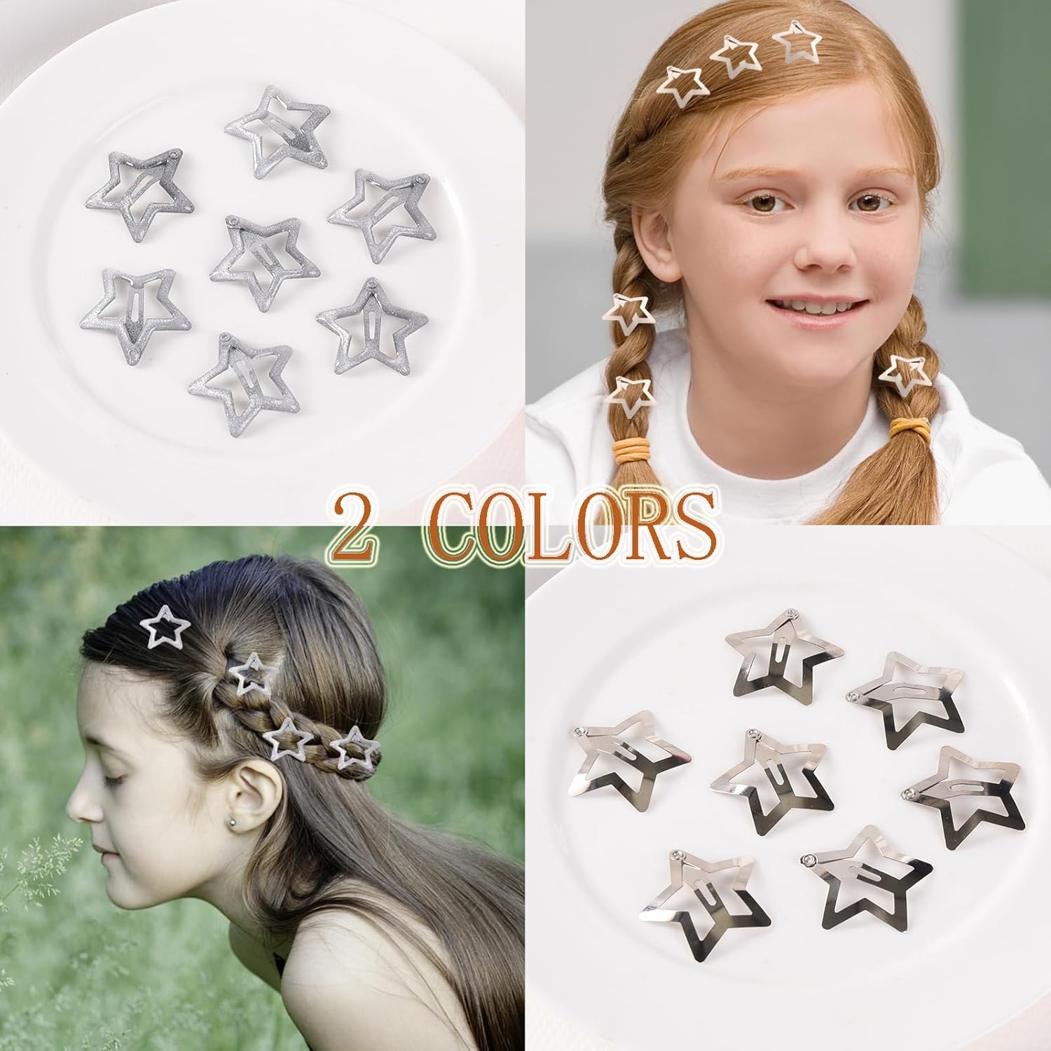 30 pinzas para el cabello de estrella Y2K, accesorios para mujer, 2 colores, pinzas de metal brillante, accesorios antideslizantes para el cabello,