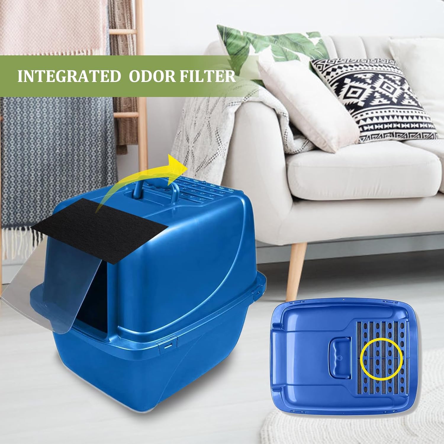 Paquete de 8 filtros de repuesto para caja de arena de carbón para gatos, 6 x 6.5 pulgadas, filtros de carbono para gatos de arena para gatos,