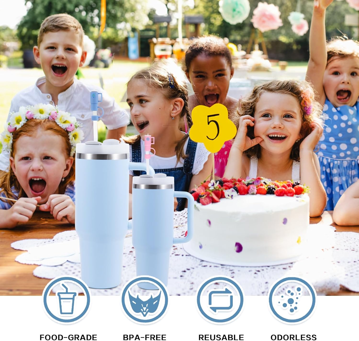 12 fundas de silicona para popote Stanley, fundas reutilizables para popotes compatibles con Stanley de 30 y 40 onzas, adornos de popote para