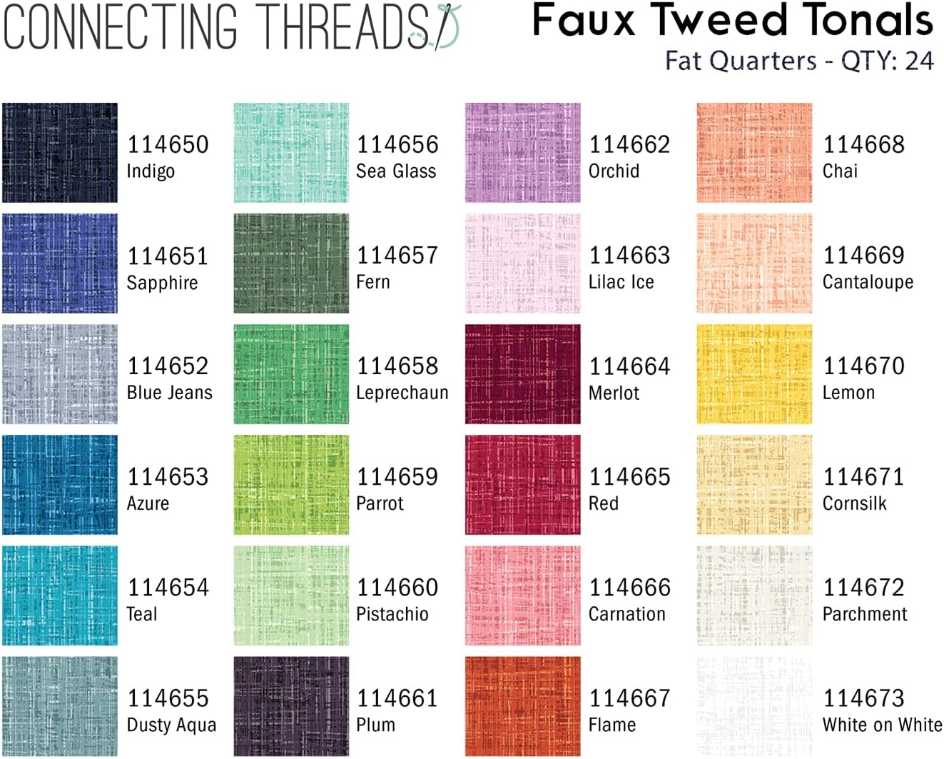 Connecting Threads Blender Collection – Paquete de 24 piezas precortadas de 18 x 22 pulgadas, 100% algodón, paquete de tela de acolchado Fat Quarter
