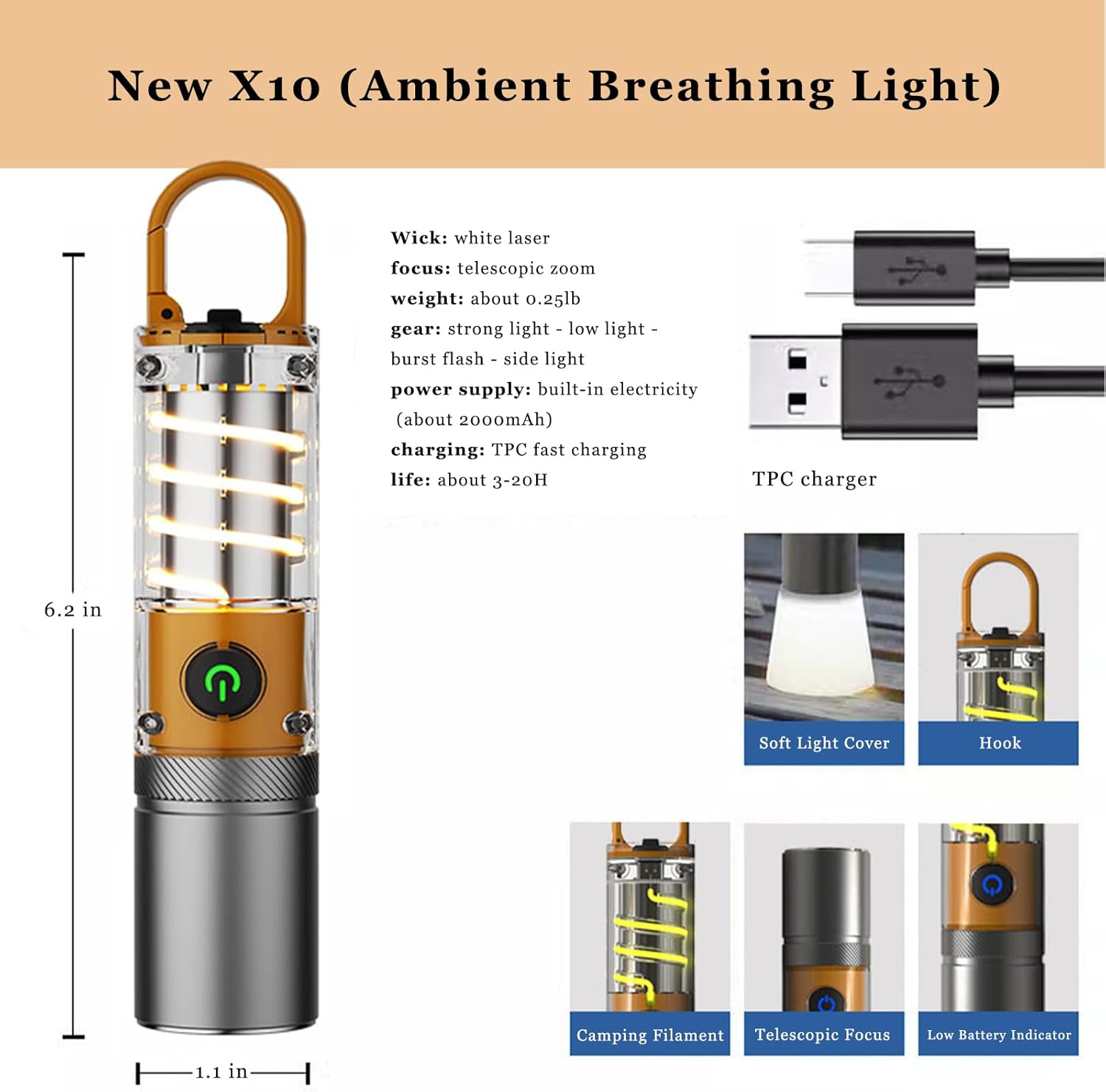 Linternas LED recargables, linterna de 30,000 lúmenes, USB C alimentada por batería, linterna brillante de alta potencia, 6 modos, potente linterna