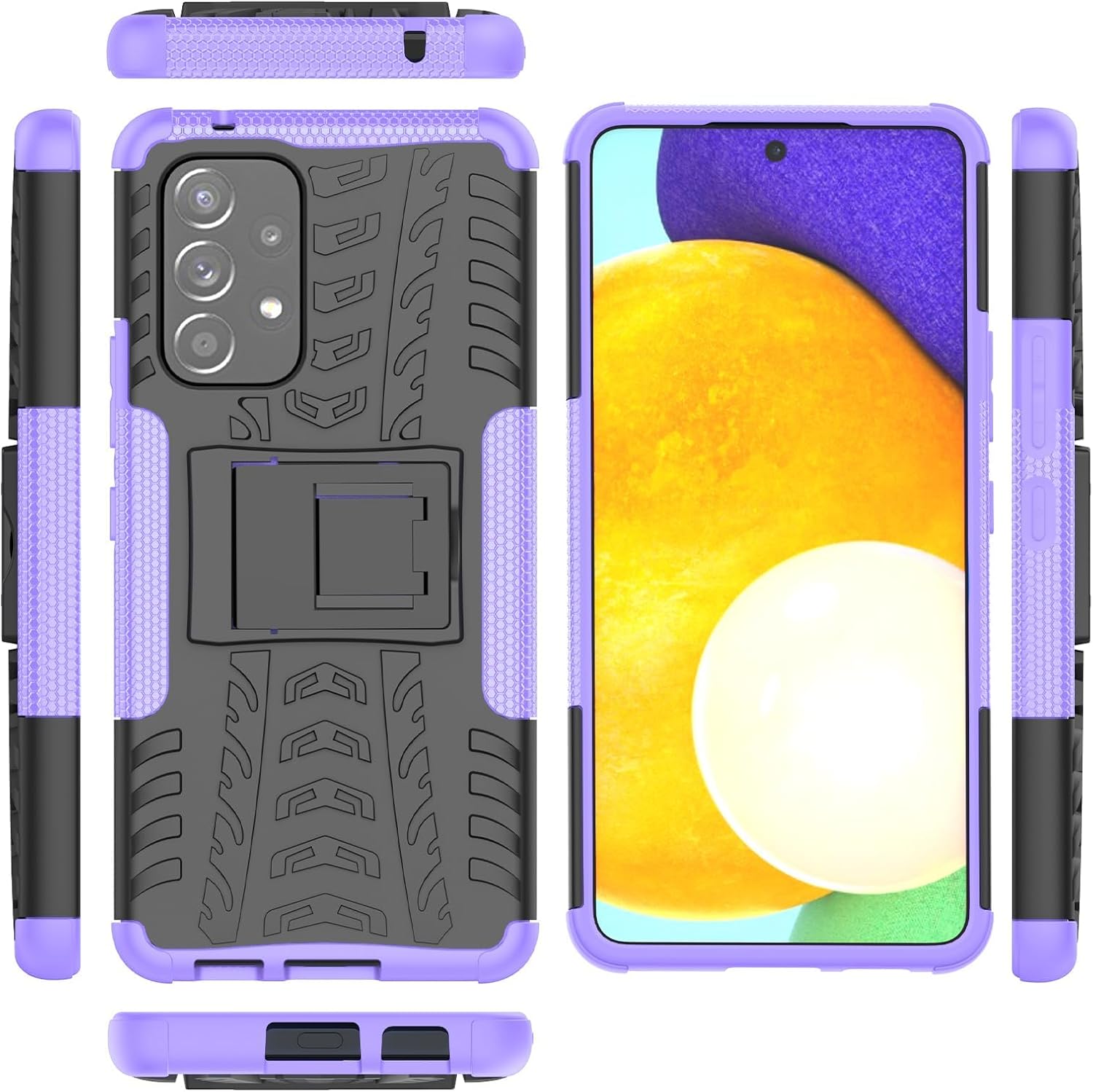 Asuwish Funda para teléfono Samsung Galaxy A53 5G con protector de pantalla de vidrio templado y soporte delgado, híbrida, resistente, funda