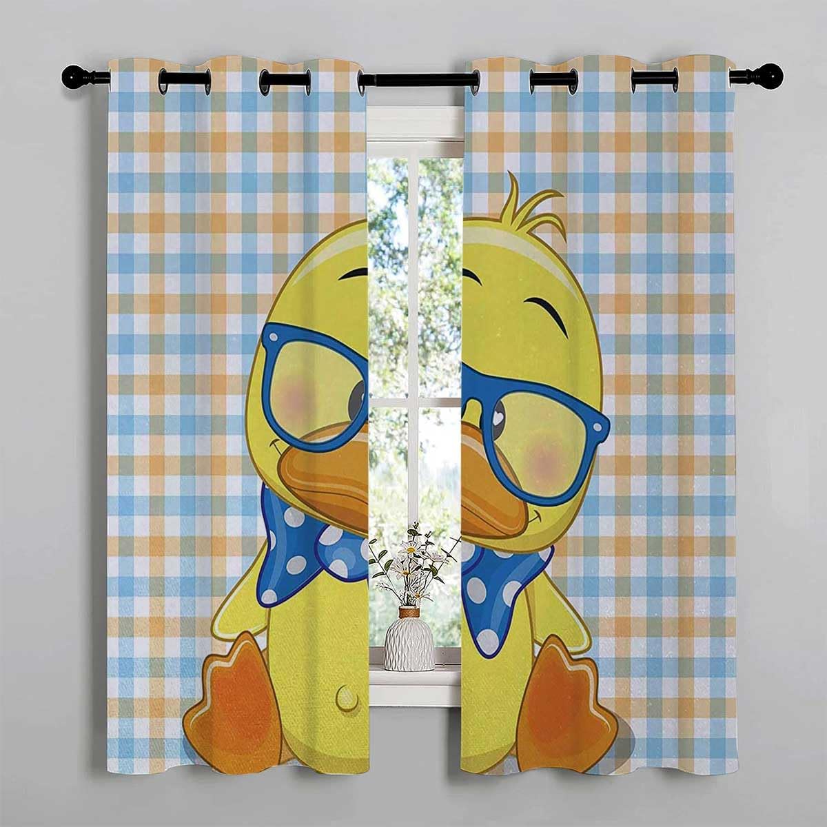 YANFENQI Cortinas para Habitacion Cartoon Grommet Short Curtain for Sliding Glass Door Room Darkening 63Inch Width by 63Inch Length,2 Panels