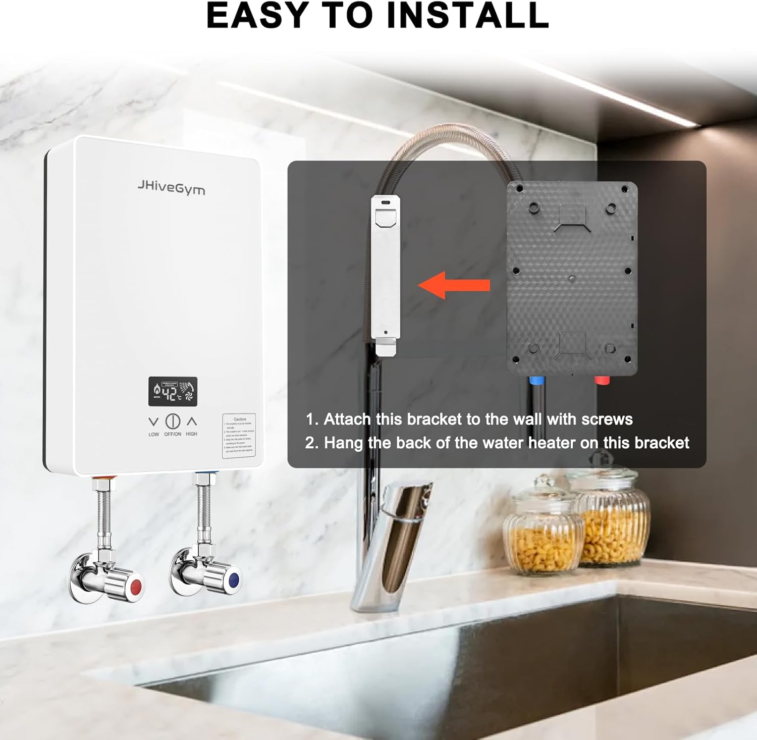 Calentador de agua sin tanque de 4500 W, calentador de agua eléctrico de 110 V con pantalla digital,Calentador de agua caliente instantáneo de