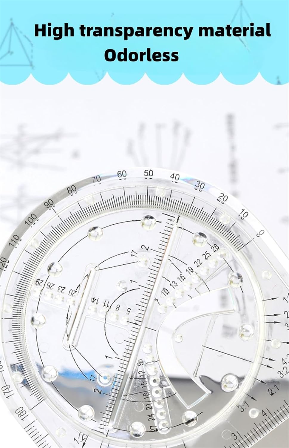 LXINYE Regla geométrica multifuncional, regla de dibujo de matemáticas, plantilla de dibujo geométrico, herramienta de medición, reglas de plástico