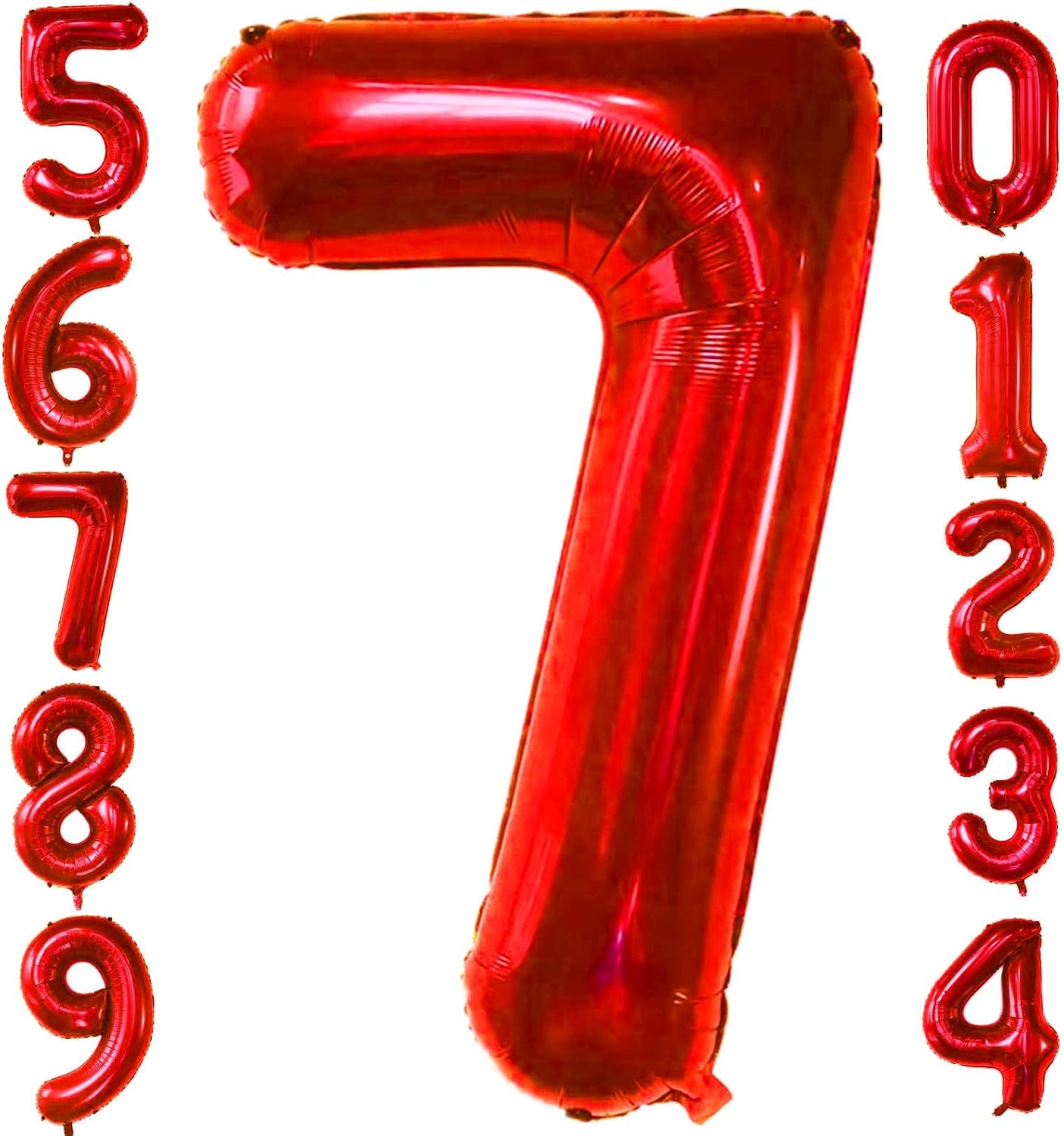 Globos digitales rojos de 40 pulgadas del número 0-9, globos grandes de Mylar con el número 7 para boda, graduación, baby shower, cumpleaños,