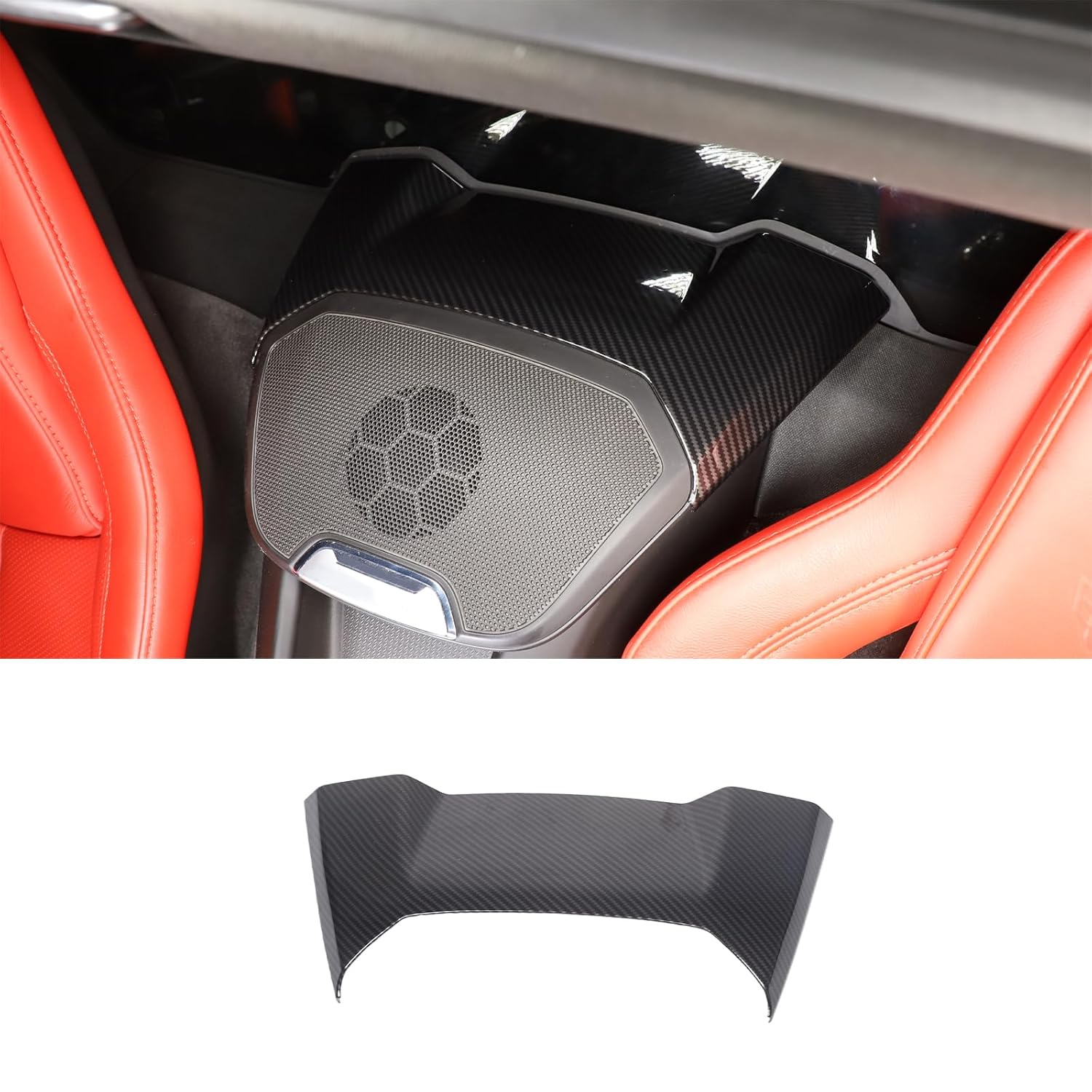 Cubierta del panel superior del altavoz trasero compatible con Chevrolet Corvette C8 2020-2023, cubierta de altavoz de cascada de consola,