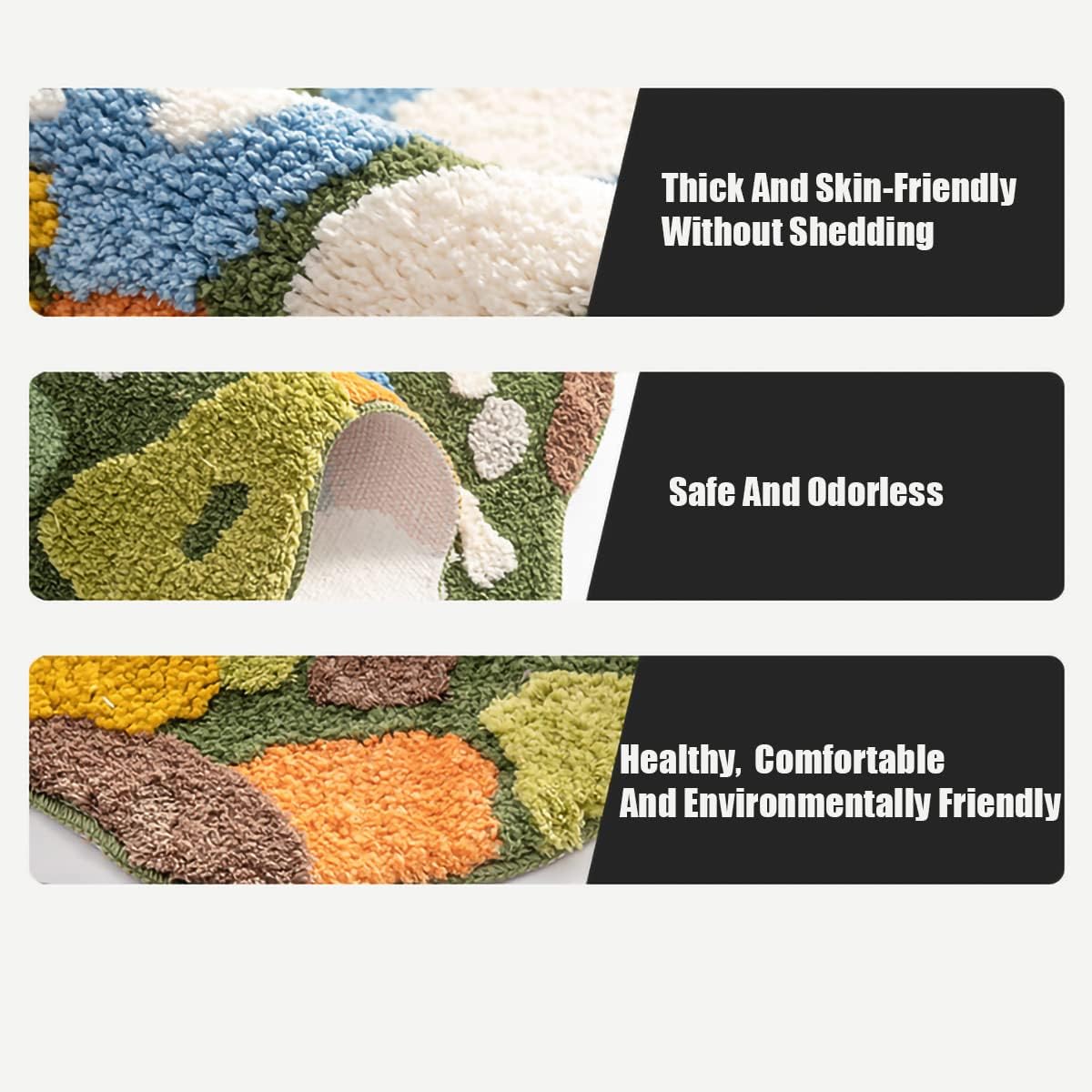 Moss Rug 3D estéreo irregular, alfombra de pasillo, bonita alfombra de baño verde, antideslizante, suave, lanuda y absorbente, para dormitorio,