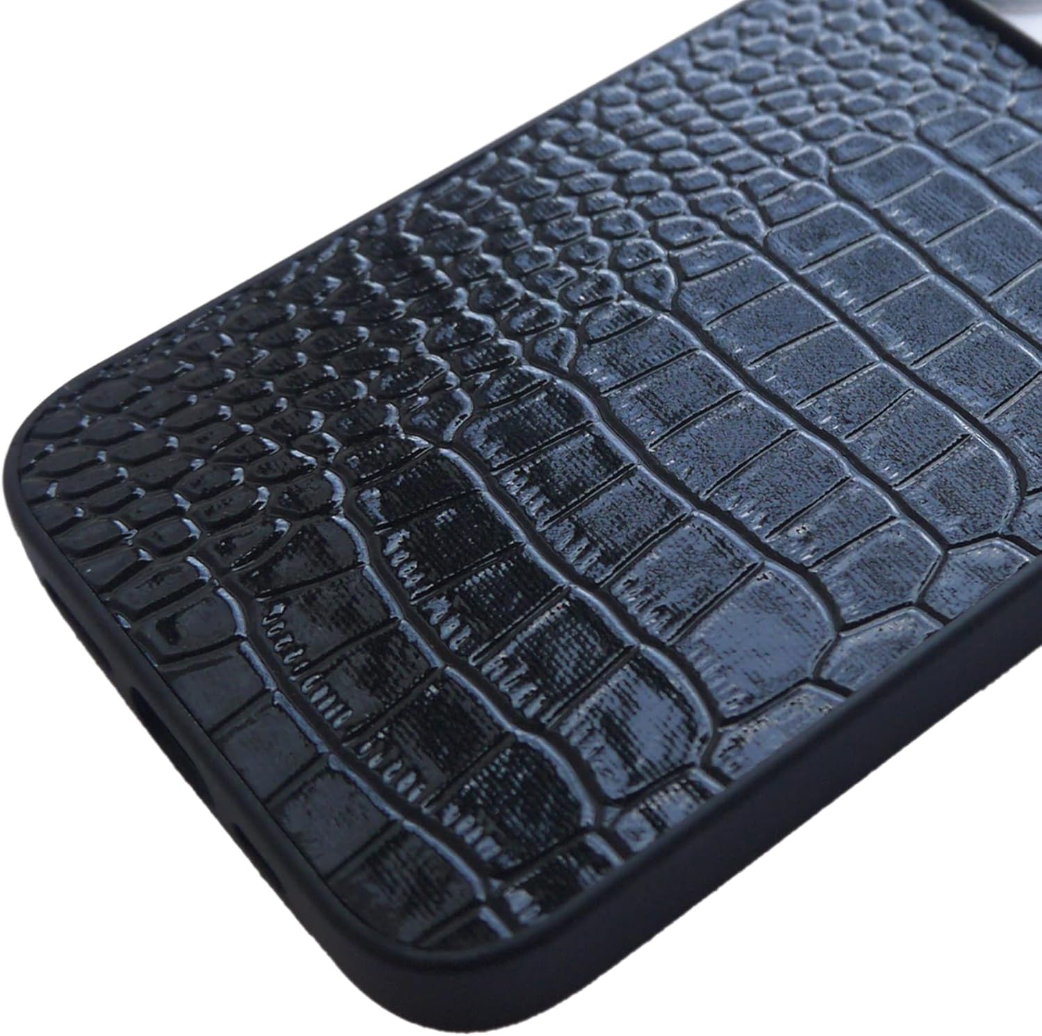 Funda para iPhone 13 Pro Max para mujer, funda de piel sintética de cocodrilo, moda clásica para iPhone13 Pro Max de 6.7 pulgadas, color negro