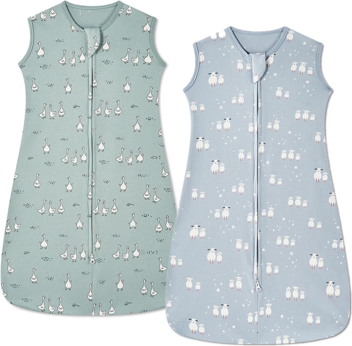 insular Paquete de 2 mantas de algodón para bebé, saco de dormir con cremallera de 2 vías para niños y niñas, unisex